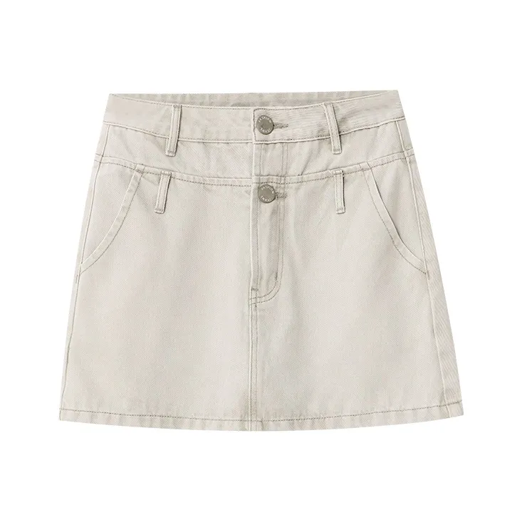 CHARM PICK Denim Short Skirts Women's Apricot-0