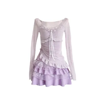 Udon House Skirt Set Women's Purple