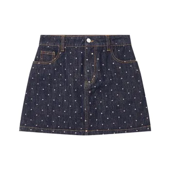 ELF SACK Casual Short Skirts Women's Polka Dot Blue