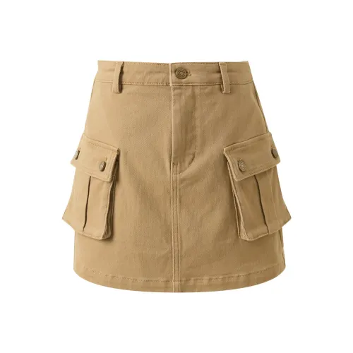 3COLOUR Casual Short Skirts Women's Khaki