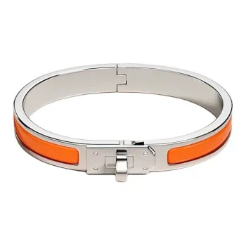 HERMES Enamel, Palladium Plated Bracelets Women's Orange