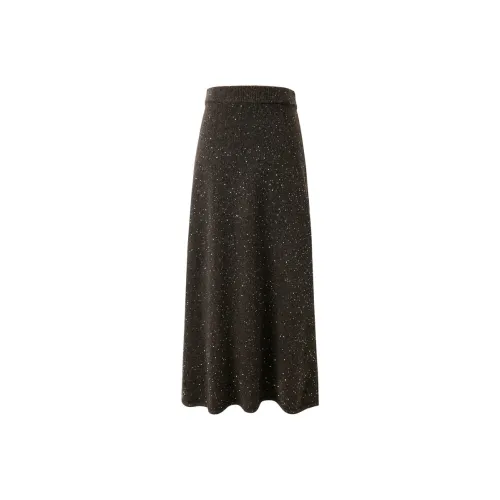 3COLOUR Casual Long Skirts Women's Coffee