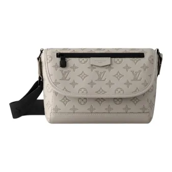 LOUIS VUITTON Embossed Calfskin Crossbody Bag, Shoulder Bag Men's Gray