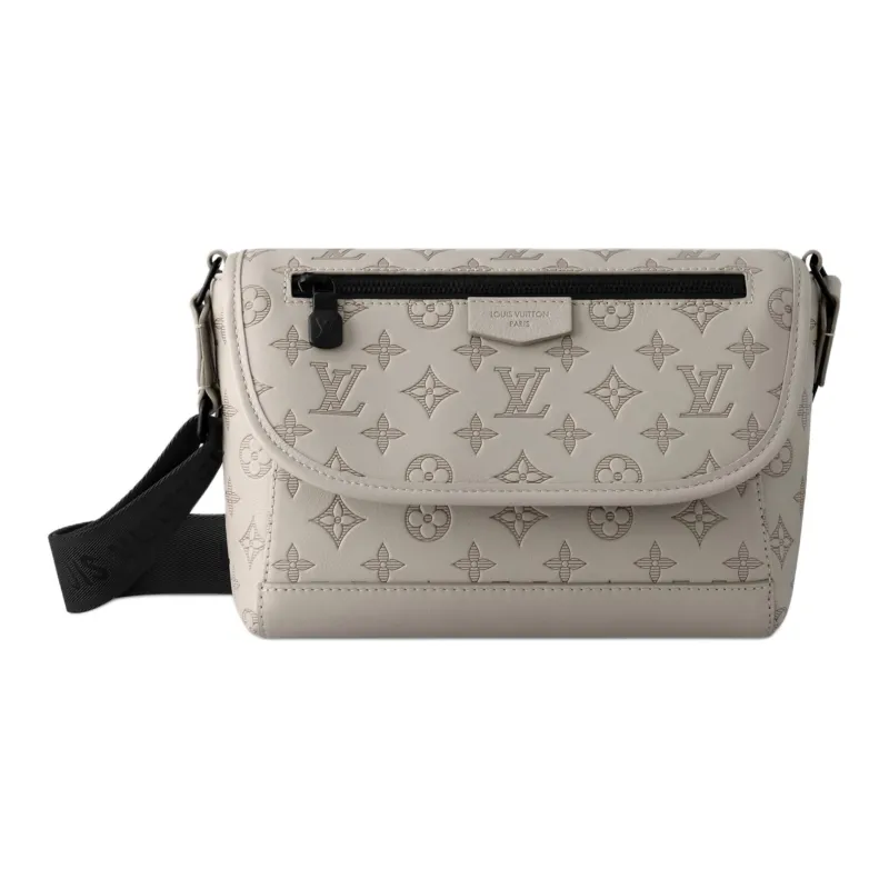 LOUIS VUITTON Pulse Embossed Calfskin Crossbody Bag, Shoulder Bag Men's Gray-0