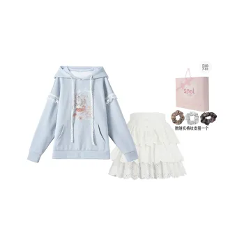 SNBL Two Piece Skirt Sets Women's Blue+Skirt