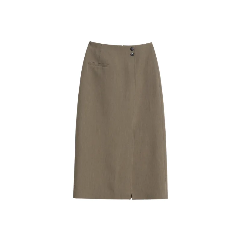 Mambe Casual Long Skirts Women's Coffee Brown-0