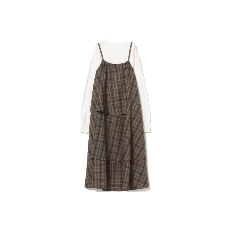 Beams Two Piece Skirt Sets Women's Clothing Sets White+Gray-0