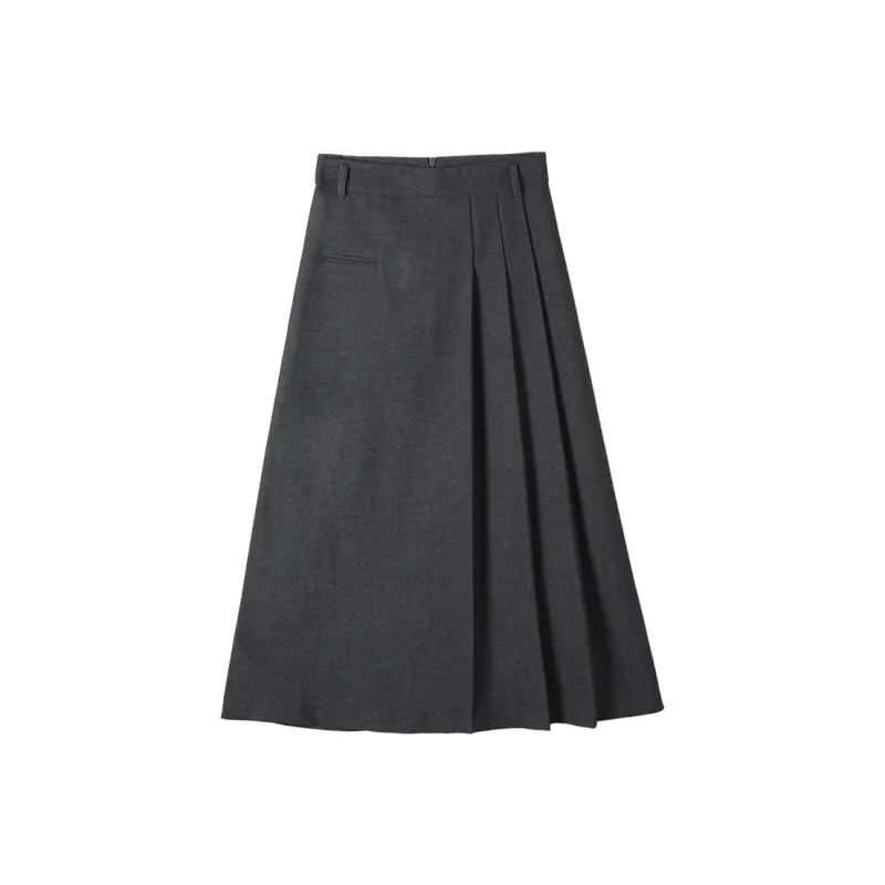 HIPPIEMISS Casual Long Skirts Women's Gray-4