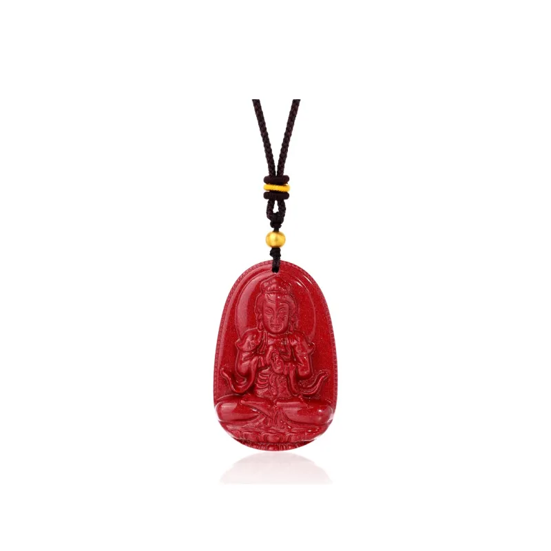 JINLIUFUJIXIANG Reconstructed Cinnabar Necklaces Unisex-17
