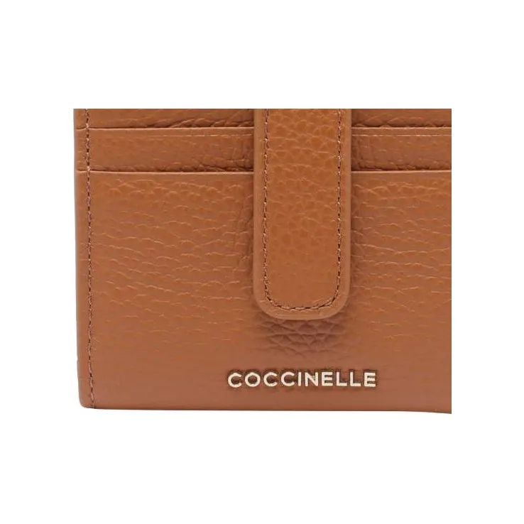 COCCINELLE Grain Leather Wallet Trumpets Women's Brown-4