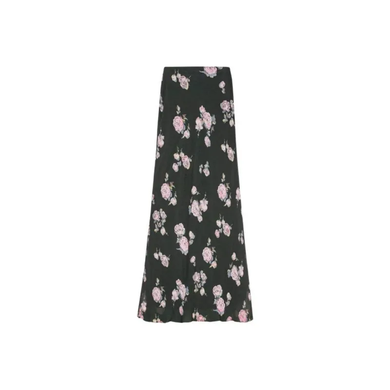 GANNI Floral Printed Crepe Maxi Skirt-0