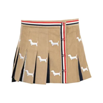 THOM BROWNE Hector embroidery Corduroy Mini Skirt