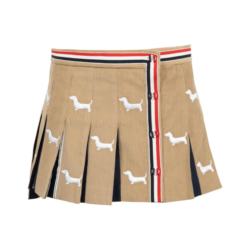 THOM BROWNE Hector embroidery Corduroy Mini Skirt-0