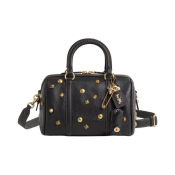 COACH RubySATCHEL Leather One Shoulder Handbag Medium Size Women's Black
