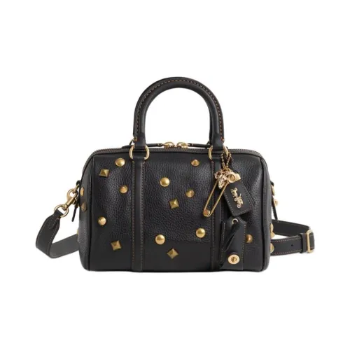 COACH RubySATCHEL Leather One Shoulder Handbag Medium Size Women's Black