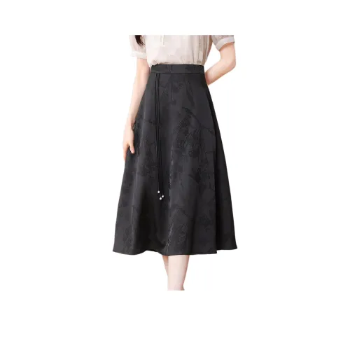 Like The Age Of Water Casual Long Skirt Women's Black