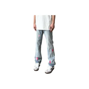 Menglaini Jeans Unisex Blue Pink