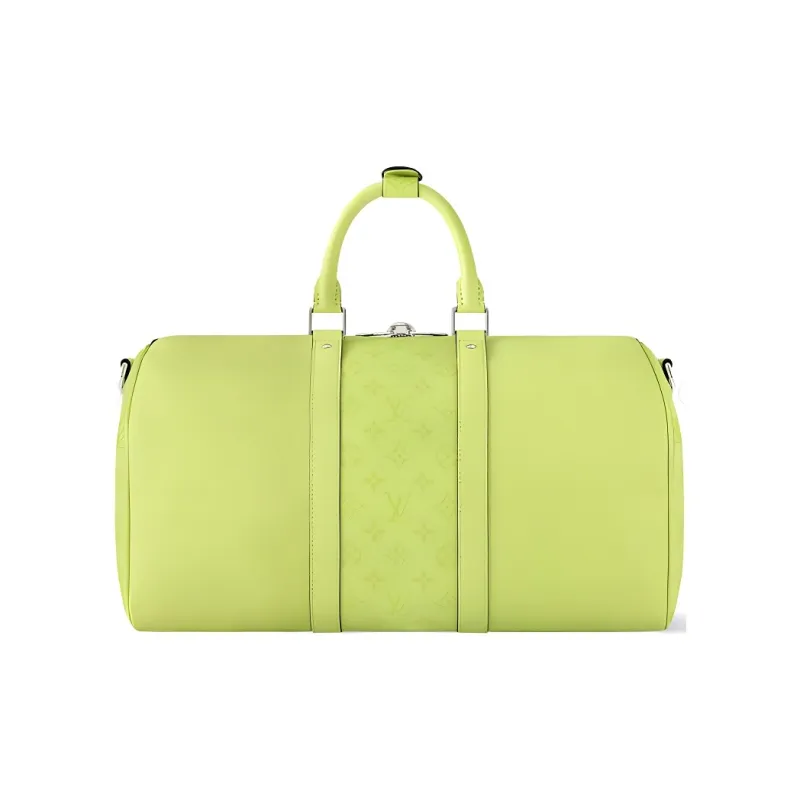 LOUIS VUITTON Keepall Leather Shoulder Bag Crossbody Bag Handbag Travel Bag Men's Green-2