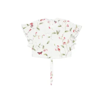 GIAMBATTISTA VALLI Ruffle Sleeve T Shirt Women's White