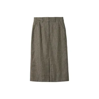 LILIXIUKE Casual Long Skirts Women's Brown Gray