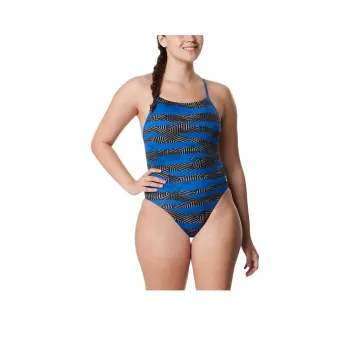 Speedo Contort Stripes Crossback One piece Swimsuit Women's Blue