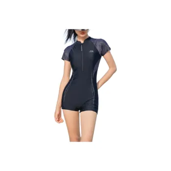 LiNing One piece Swimsuit Women's Black With Floral Pattern