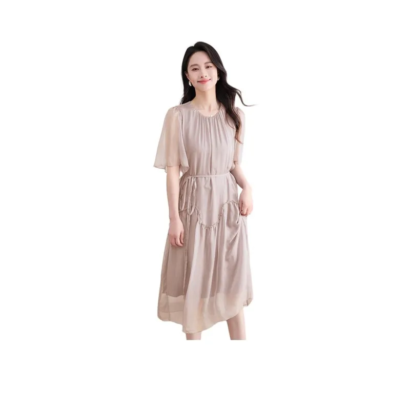 Yi Mengyuan Silk Short Sleeved Dress Women's-5