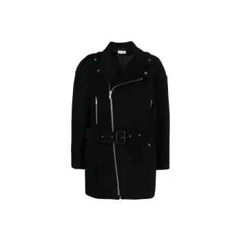 SAINT LAURENT Zip Up Belted Coat