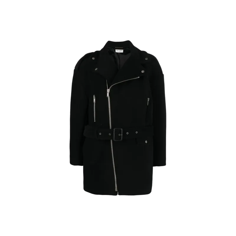 SAINT LAURENT Zip Up Belted Coat-0