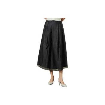Yi Mengyuan Silk Casual Long Skirt Women's Black