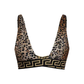VERSACE Leopard Printed Bikini Top
