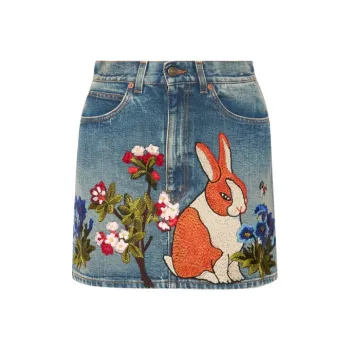 GUCCI FW22 Denim Short Skirts Women's Denim Blue