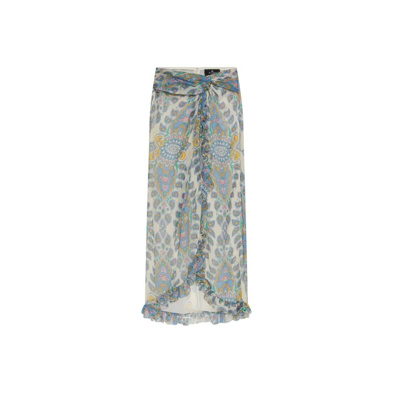 ETRO Ruffled Hem Printed Midi Skirt-0