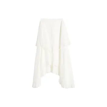 Olrain Casual Long Skirt Women's Cream White