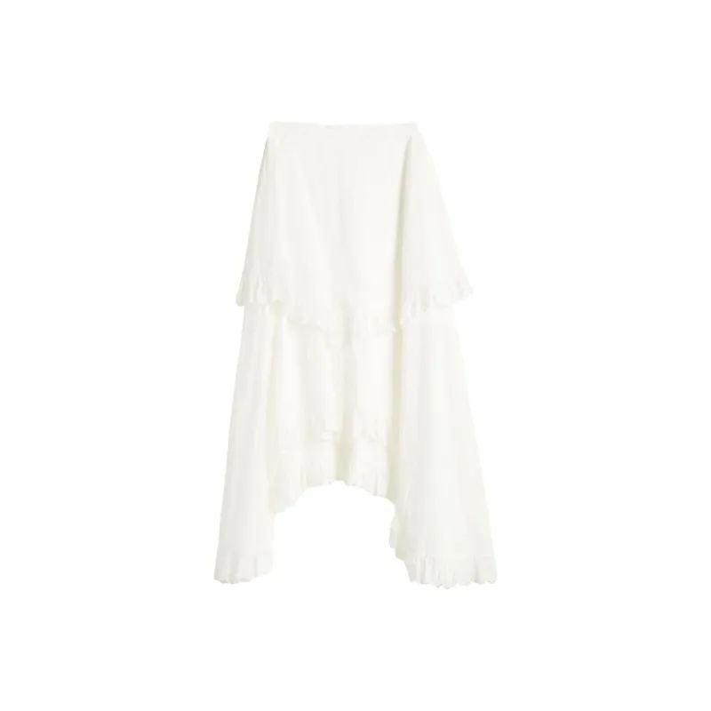 Olrain Casual Long Skirt Women's Cream White-0
