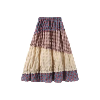 Aghr Casual Long Skirts Women's Patchwork Hobo Skirt