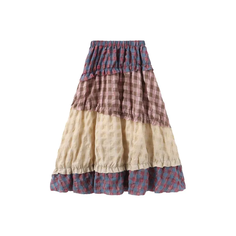 Aghr Casual Long Skirts Women's Patchwork Hobo Skirt-0