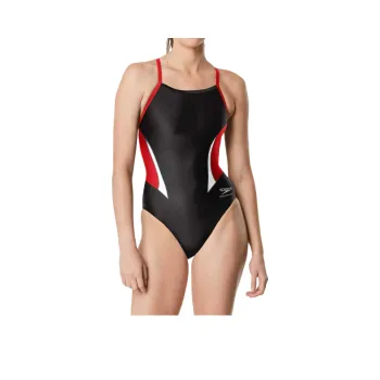 Speedo Edge Spice Crossback One piece Swimsuit Women's Black Red