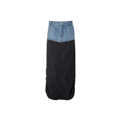 VVNK JANE PLUS 블루 여성 캐주얼 롱 스커트