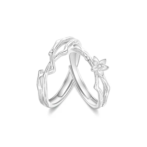 Lao Feng Xiang S925 Sterling Silver Ring Pair Unisex