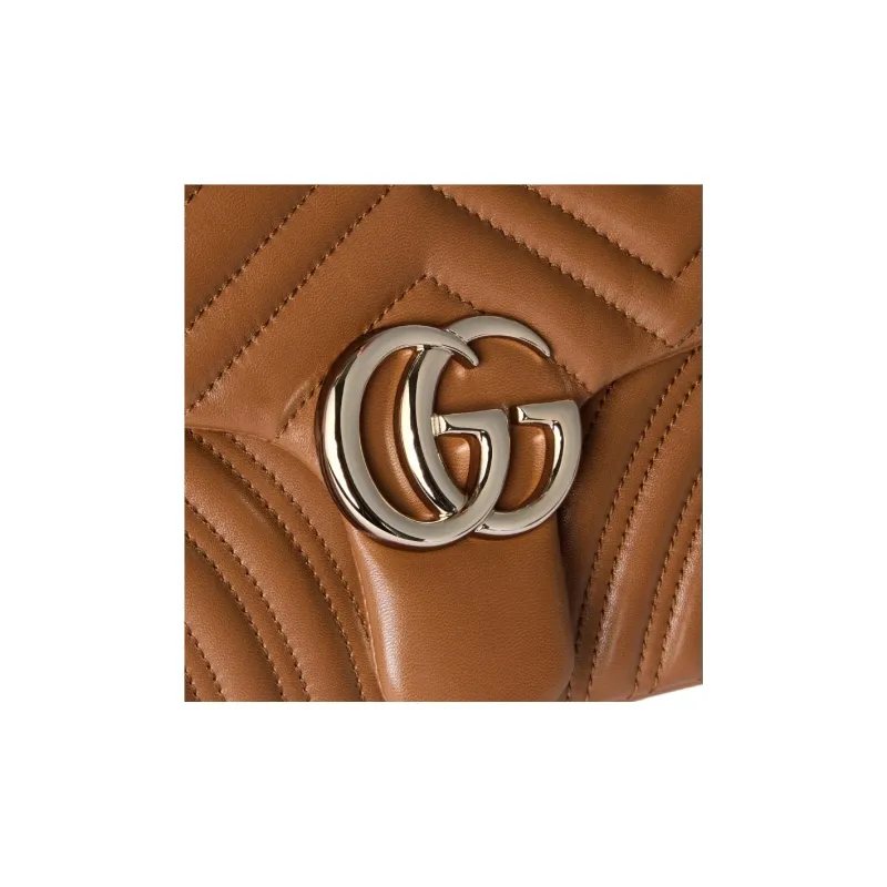 GUCCI GG Marmont Leather Shoulder Bag Medium Size Women's Brown-5