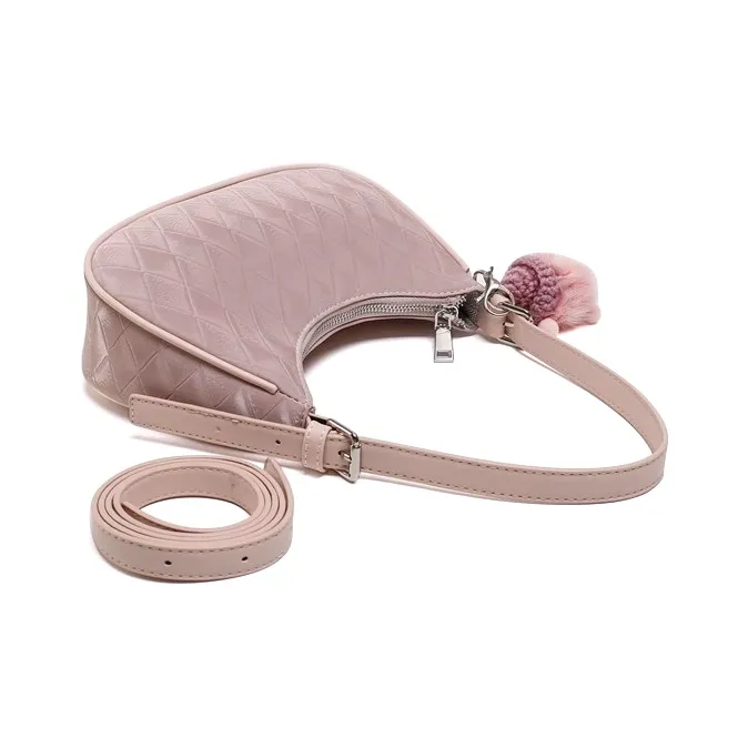 Jade En Plus PU Handbag Medium Size Women's Cream White/Peach Pink/Night Black-7