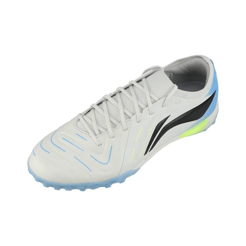 LiNing TF Rubber Broken Studs Artificial Ground Abrasion Resistant Slip Resistant Soccer Shoes Unisex White Blue-2