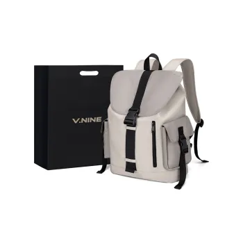 V.NINE Fabric 15 Inch Laptop Backpack For Men And Women's, University Student Backpack Large Size Unisex Greige