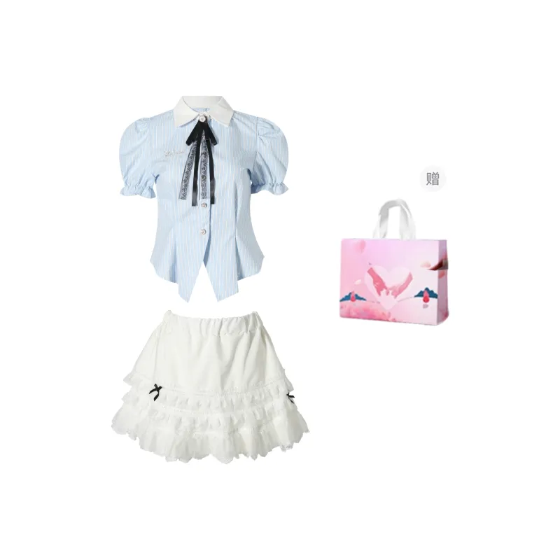 GLEE DIARY Skirt Set Women's Blue-6