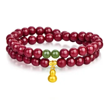 JINLIUFUJIXIANG Reconstructed Cinnabar Bracelets Unisex