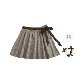 TURN UP Casual Short Skirts Women's Taupe With Lace Up+Bowknot Hair Tie Comes With