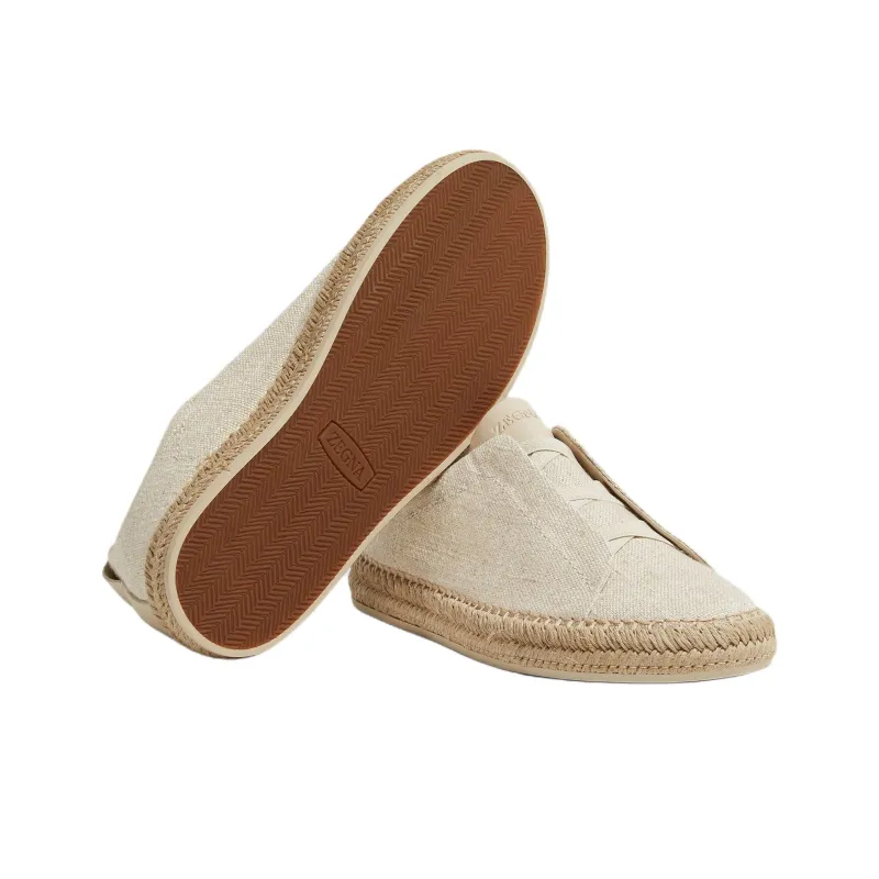 Zegna Triple Stitch Espadrilles Men's Beige-3