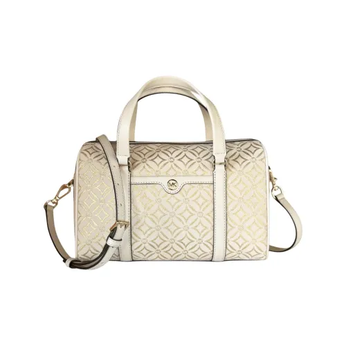 MICHAEL KORS'Travel Leather With Brocade Handbag Medium Size Women's Light Gold