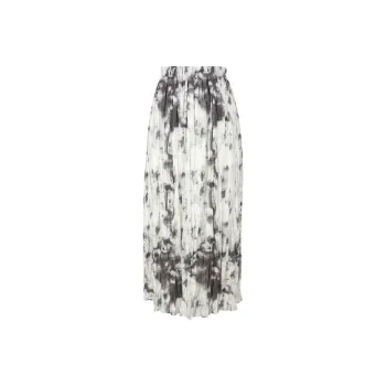 3COLOUR Casual Long Skirt Women's Light Gray Green Floral
